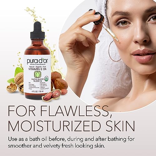 PURA D'OR 4 Oz ORGANIC Vitamin E Oil Blend 70,000 IU - 100% Natural Hexane Free, Sweet Almond PURA D'OR buy supplements canada