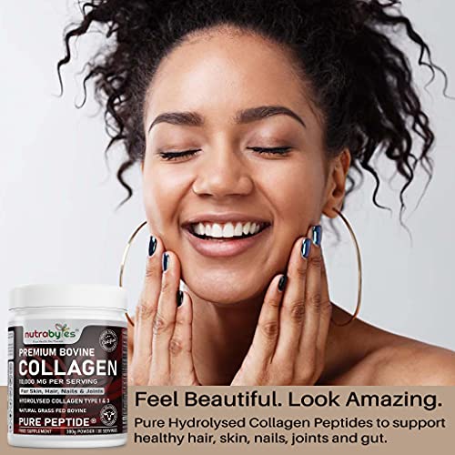 Pure Hydrolysed Collagen Powder 10000mg Bovine Type 1 & 3 Unflavoured|High Strength Protein Peptides for Women & Men NUTRABYTES buy supplements canada