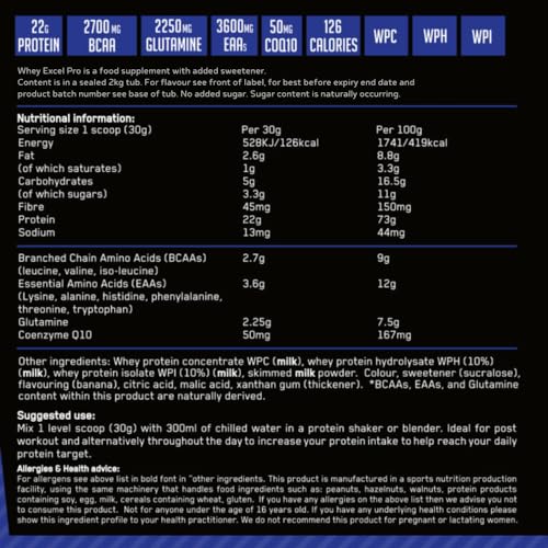 Out Angled Whey Excel Pro Whey Protein Powder Vanilla Flavour, 2kg, 66 Servings, High Protein Powder OUT ANGLED buy supplements canada