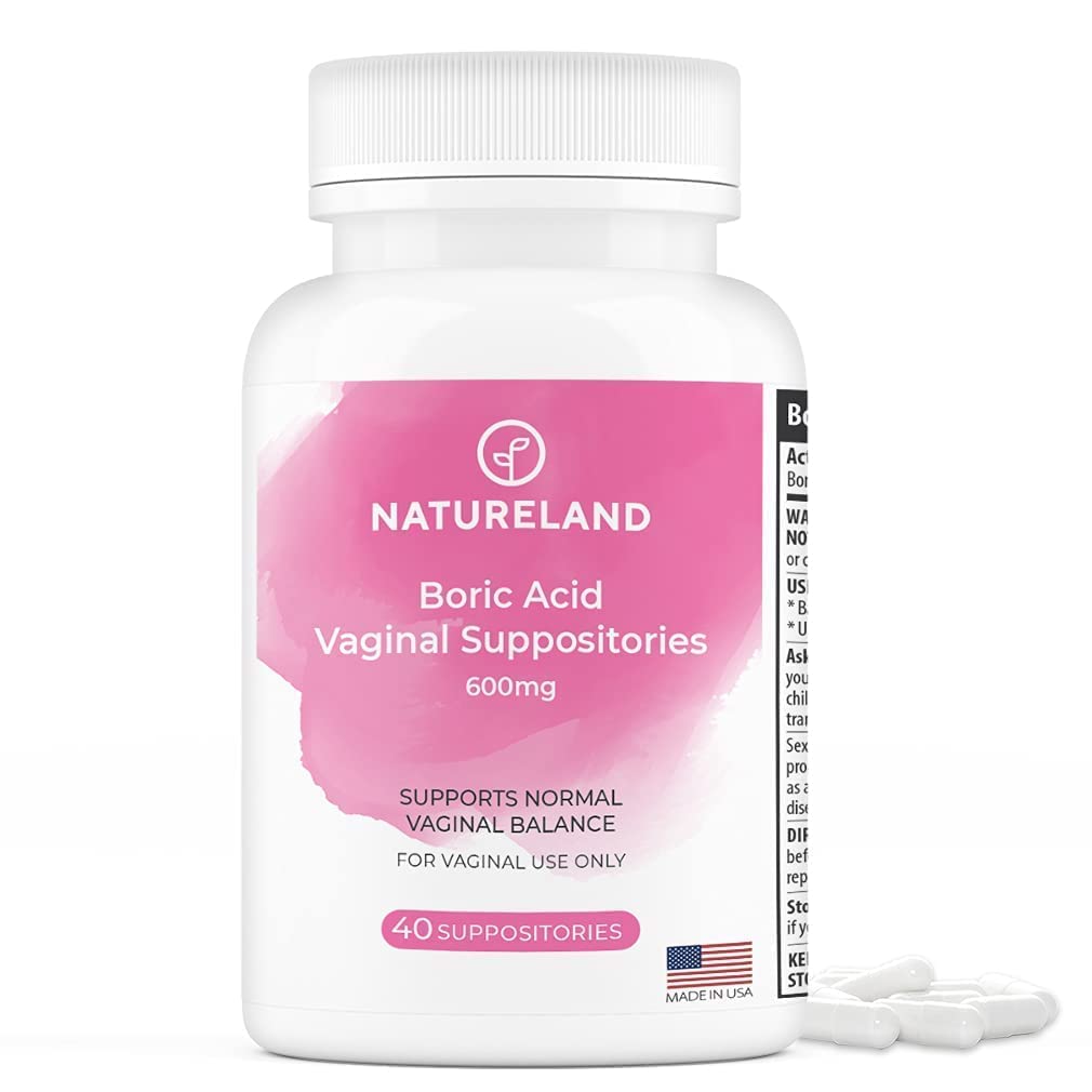 Natureland [40 Count Boric Acid Suppositories 600mg w/ [10 Pack] Vaginal Applicator - Feminine Care Natureland buy supplements canada
