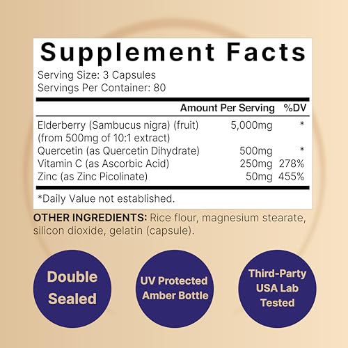 NatureBell Sambucus Elderberry Capsules, 5000mg Per Serving with Quercetin 500mg NatureBell buy supplements canada