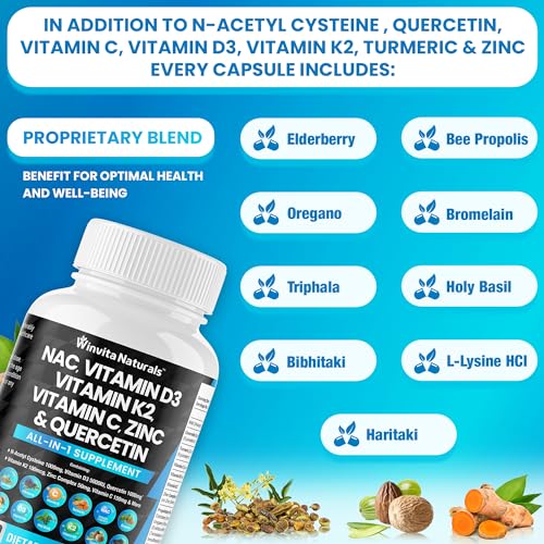 NAC Supplement N-Acetyl Cysteine 1000mg Vitamin C Vitamin D3 K2, Zinc, Turmeric Curcumin Winvita Naturals buy supplements canada