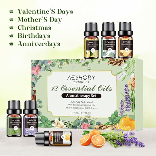 Essential Oils Set - 12 Pcs Aromatherapy Essential Oil Kit for Diffuser, Humidifier, Aromatherapy, Massage Aeshory buy supplements canada
