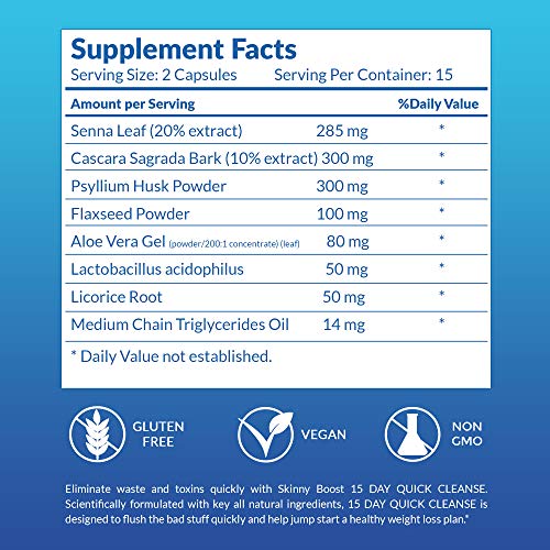 SkinnyBoost Fat Burn & 15 Day Quick Cleanse KIT-Vegan Capsules, Easy to Use: Detox SkinnyBoost buy supplements canada