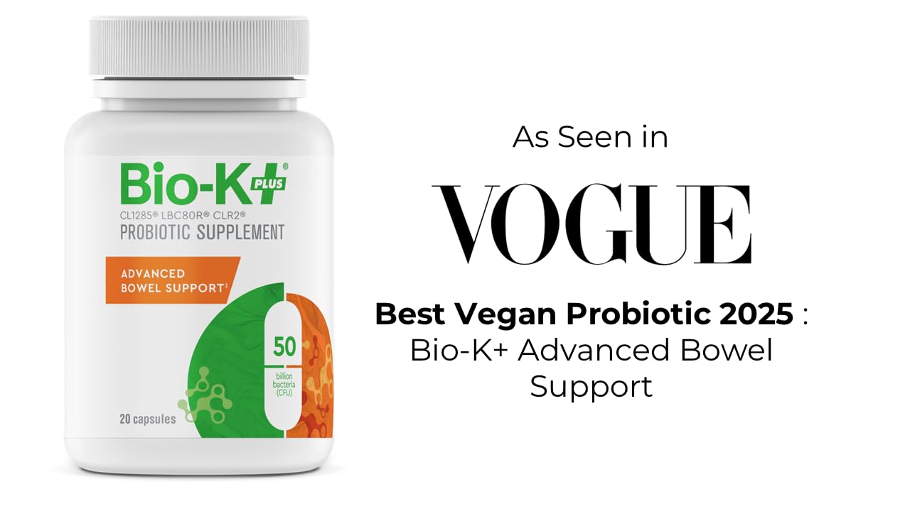 Bio-K+ Probiotic Advanced Bowel Support – 50 Billion CFU – Vegan, Gluten-Free, Non-GMO – Supports Digestive Health & Regularity – for Men & Women – 20 Probiotic Capsules Bio-K Plus buy supplements canada