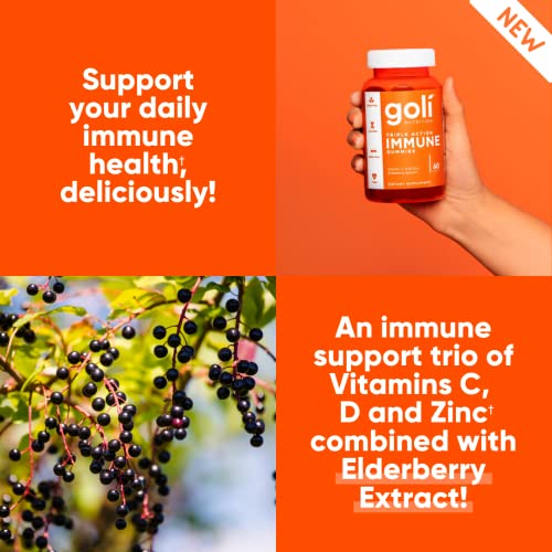 Goli Immune Vitamin Gummy - 60 Count - Elderberry, Vitamin C, D & Zinc, Vegan, Non-GMO Goli buy supplements canada