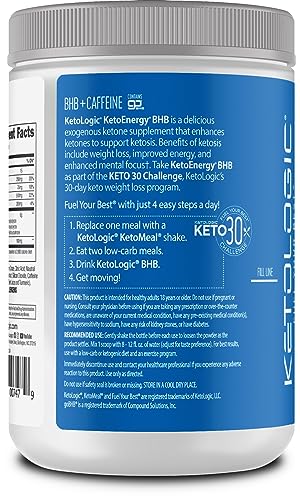 KetoLogic BHB KetoEnergy Exogenous Ketones Powder with Caffeine | Raspberry Lemonade Ketologic buy supplements canada