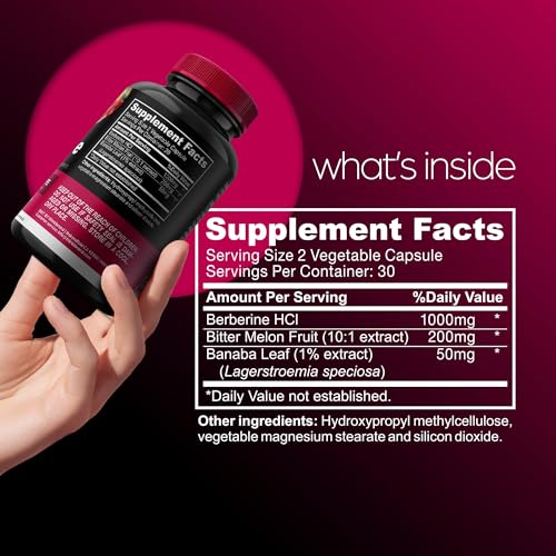 1000mg Berberine Supplement Capsules with Bitter Melon and Banaba Leaf - 30 Servings Artnaturals Store buy supplements canada