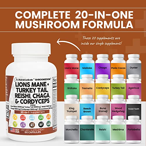 Lions Mane 3000mg 20in1 Mushroom Supplement with Turkey Tail 2000mg Clean Nutraceuticals buy supplements canada