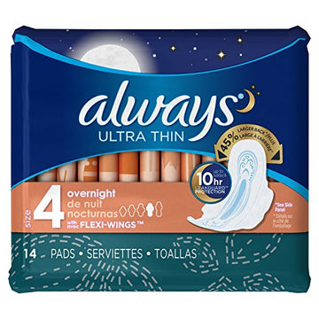 Always Ultra Thin Size 4 Overnight Pads With Wings Unscented, 14 Count (3700030165) Always buy supplements canada