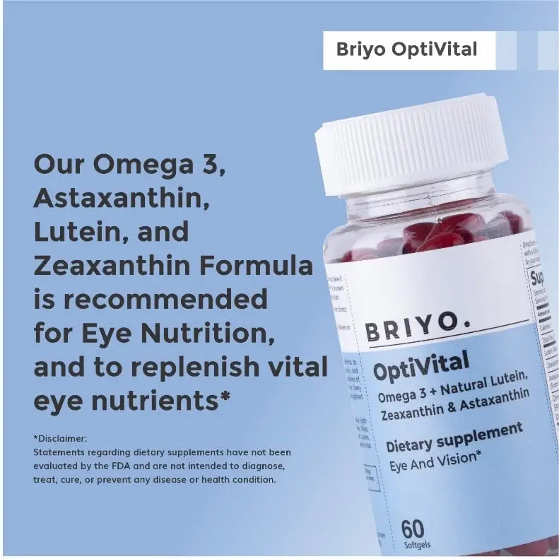 Briyo OptiVital Eye Health Supplement – Lutein, Zeaxanthin, Astaxanthin & Omega-3 from Natural Sources – Supports Vision Briyosis buy supplements canada