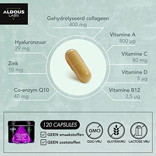 120 Capsules - Collagen with Hyaluronic Acid + Coenzyme Q10 + Vitamin C, A, D and B12 + Zinc Aldous Labs buy supplements canada
