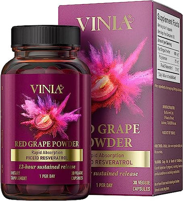VINIA 12-Hour Sustained Release Piceid Resveratrol Supplement. Nitric Oxide Supplement VINIA buy supplements canada