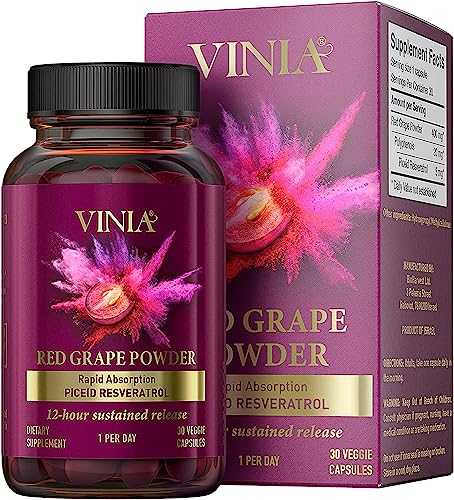 VINIA 12-Hour Sustained Release Piceid Resveratrol Supplement. Nitric Oxide Supplement VINIA buy supplements canada