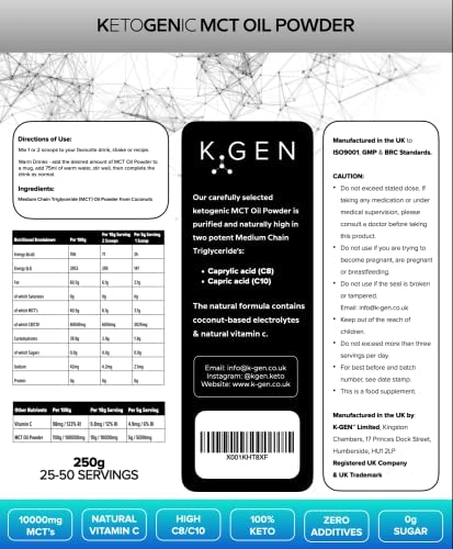 Keto MCT Oil Powder Pure Coconut MCT Keto Coffee Creamer | Premium Quality C8 Easily Absorbed & Digested K GEN ketogenic enhancement buy supplements canada