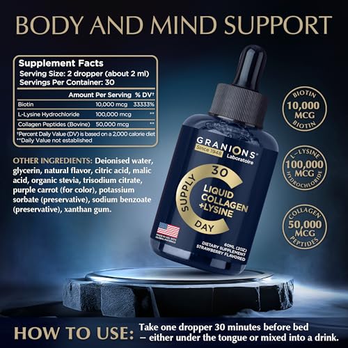 Liquid Collagen Peptides with Biotin and Lysine - Max Hair Skin and Nails Liquid Collagen Granions buy supplements canada