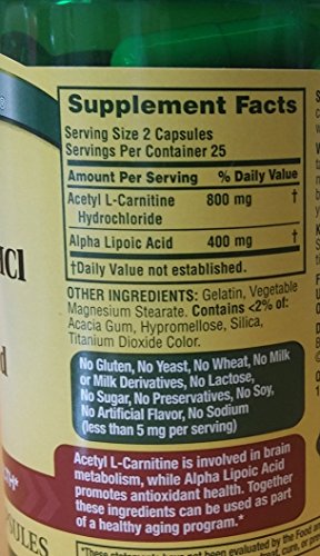 Spring Valley - Acetyl L-Carnitine 800mg Plus Alpha Lipoic Acid 400mg, 50 Capsules Heath Secret buy supplements canada