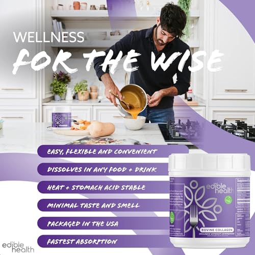 Premium Collagen Powder. Types 1 and 3, Protein Peptides, 18 Amino Acids. 400g. Edible Health buy supplements canada