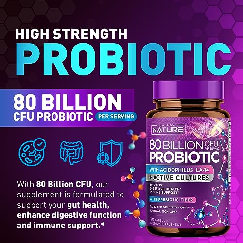80 Billion CFU Probiotic - Daily Digestive Gut Health Supplement for Men & Women Built by Nature buy supplements canada
