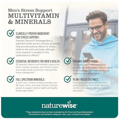 NatureWise Multivitamin for Men + Stress Support + Fulvic Ionic Minerals + Probiotics for Immunity, Male Health NatureWise buy supplements canada