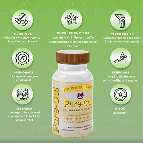 Pure-COL Collagen 90 Capsules 400mg Bio-Active Matrix High Strength Collagen Tablets The Perfect Range buy supplements canada