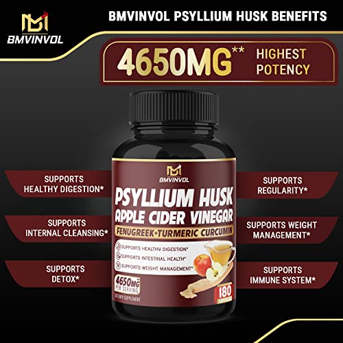 BMVINVOL Psyllium Husk Fiber Supplement 4650mg - Apple Cider Vinegar, Fenugreek BMVINVOL buy supplements canada