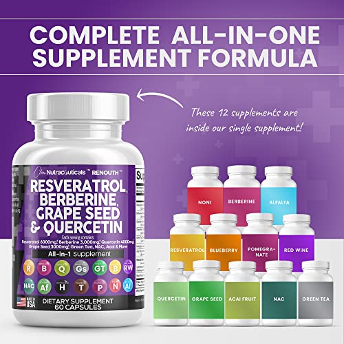 Resveratrol 6000mg Berberine 3000mg Grape Seed Extract 3000mg Clean Nutraceuticals buy supplements canada