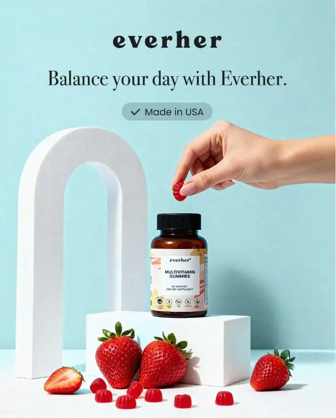 Everher Multivitamin Gummies | Essential Vitamins, Minerals & Herbs | Immune Support, Energy & Focus | with DHA Algae Oil & Probiotics | Everher buy supplements canada