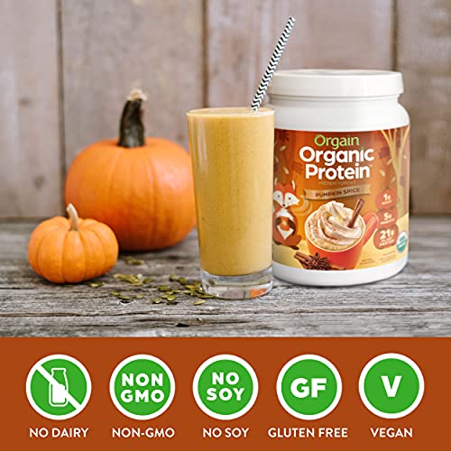 Orgain Organic Vegan Protein Powder, Pumpkin Spice - 21g of Plant Based Protein Orgain buy supplements canada