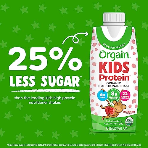 Orgain Organic Kids Nutritional Protein Shake, Strawberry - Kids Snacks with 8g Dairy Orgain buy supplements canada