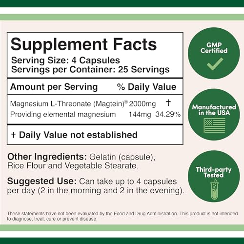 Magnesium L Threonate Capsules (Magtein) – High Absorption Supplement – Bioavailable Double Wood Supplements buy supplements canada