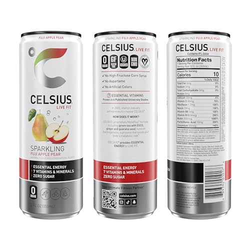 CELSIUS Sparkling Fuji Apple Pear, Functional Essential Energy Drink 12 Fl Oz (Pack of 12) CELSIUS buy supplements canada