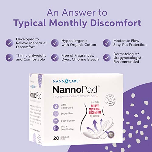 NannoPad Regular Pads for Women - Nannocare Certified Organic Cotton Pads - Pads with Wings NannoPad buy supplements canada
