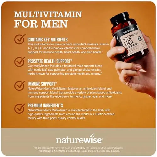NatureWise Multivitamin for Men - Daily Male Support - Minerals & Herbs for Energy, Performance, Immunity - with Vitamin A, C, D, B-Complex NatureWise buy supplements canada