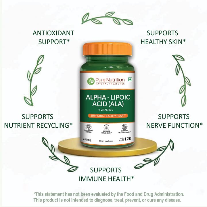 Pure Nutrition Alpha Lipoic Acid 600mg + Vitamin E | 120 Caps | Powerful Antioxidant to Support Nerve & Heart Health*. | Non-GMO PURE NUTRITION NATURAL TREASURES buy supplements canada