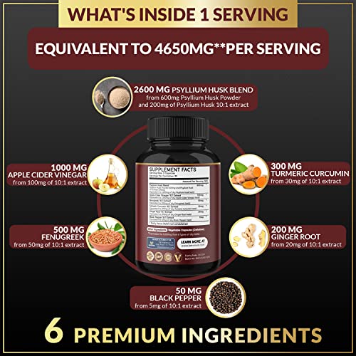 BMVINVOL Psyllium Husk Fiber Supplement 4650mg - Apple Cider Vinegar, Fenugreek BMVINVOL buy supplements canada