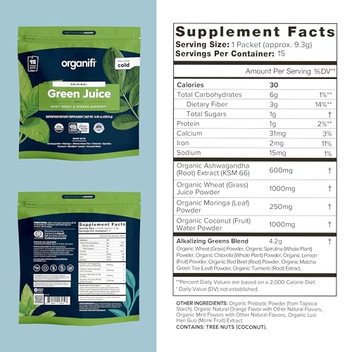 Organifi: GO Packs - Green Juice - Organic Superfood Supplement Powder - 15 Servings Organifi buy supplements canada