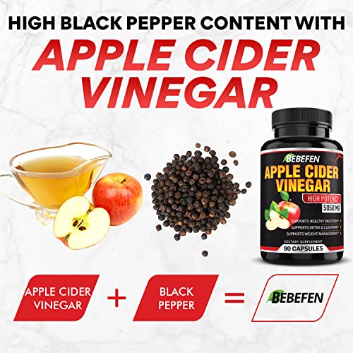 Apple Cider Vinegar Capsules - 5050mg Formula Pills with Black Pepper Extract BEBEFEN buy supplements canada