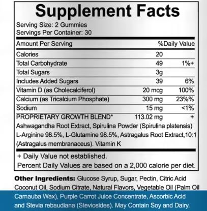Velmira® Heightener Gummies for Bone Health & Development Support – Essential Vitamins & Minerals, Easy-to-Chew Gummies for Kids, Teens & Adults (Ages 5+) Velmira buy supplements canada
