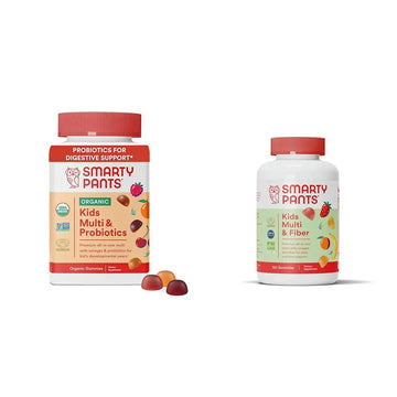 SmartyPants Organic Kids Multivitamin Gummies: Probiotics, Omega 3 (ALA) & Kids Multivitamin Gummies and Fiber Supplement: Omega 3 Fish Oil (EPA/DHA), Vitamin D3, C, Vitamin B12 SmartyPants buy supplements canada