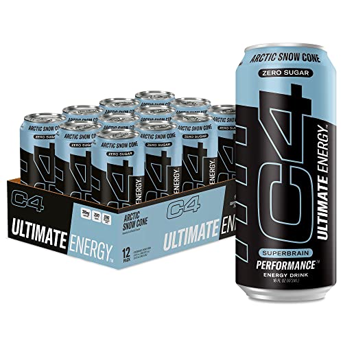 C4 Ultimate Sugar Free Energy Drink 16oz (Pack of 12) | Arctic Snow Cone | Pre Workout Cellucor buy supplements canada