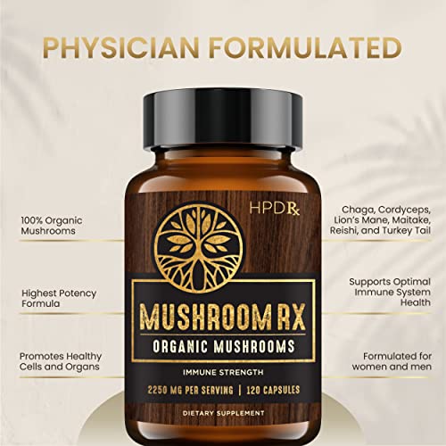 HPD Rx Mushroom Rx Organic Mushroom Extract Blend Max Immunity Dose, Lion’s Mane HPD Rx buy supplements canada