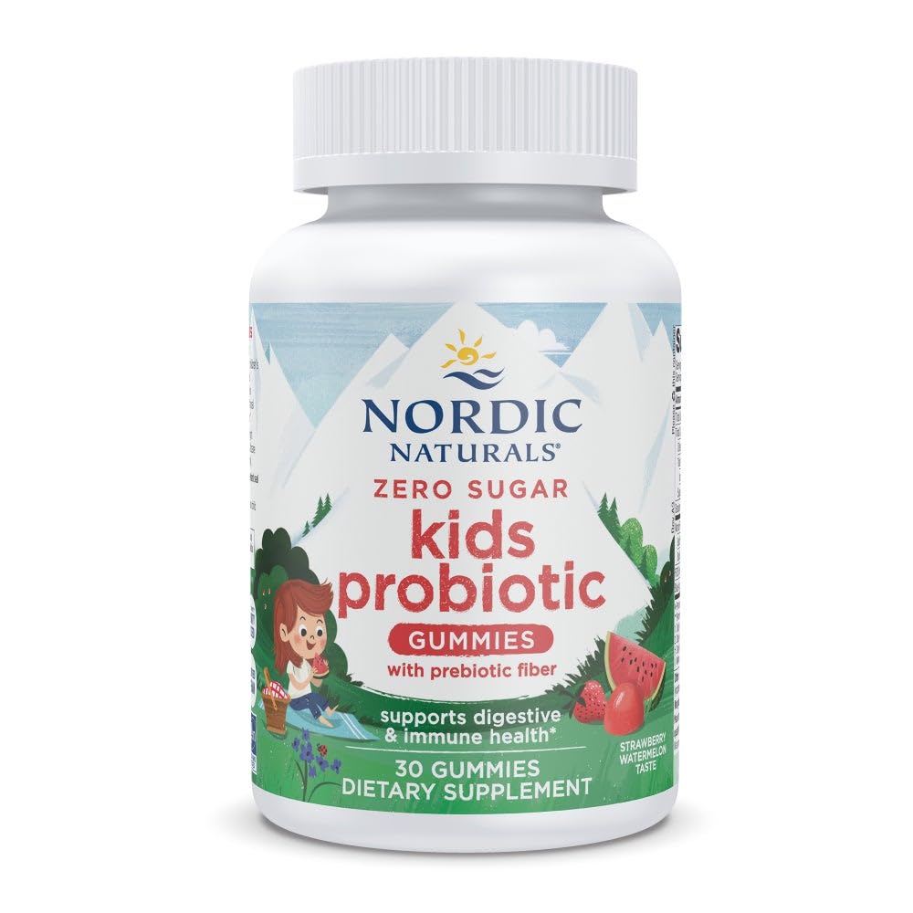 Nordic Naturals Zero Sugar Kids Probiotic Gummies - Strawberry Watermelon Flavor - 30 Gummies - Supports Digestive Wellness & Immune Health - Non-GMO - Third Party Tested - Vegan - 30 Servings Nordic Naturals buy supplements canada