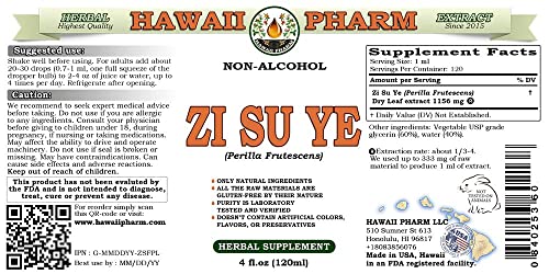 HawaiiPharm Zi Su Ye Alcohol-Free Liquid Extract, Zi Su Ye (Perilla Frutescens) Dried Leaf HawaiiPharm buy supplements canada