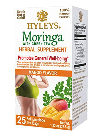 Hyleys Tea Moringa Oleifera with Mango Flavor - 25 Tea Bags (Miracle Tree Tea) HYLEYS buy supplements canada