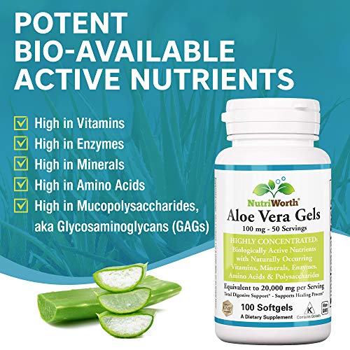 NutriWorth Aloe Vera Supplement (100 Softgels) 20,000mg Pure Gel Equivalency NutriWorth buy supplements canada