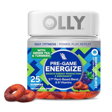 OLLY Pre-Game Energize Workout Gummy Rings, S7 Plant-Based Blend, B Vitamins, Berry OLLY buy supplements canada