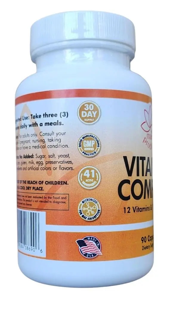 Vitamin Complex Multivitamins and Multiminerals - 12 Vitamins and 14 Minerals, Vitamin A C D3 E B1 B2 B3 B5 B6 B9 B12 H and Minerals Main Products buy supplements canada