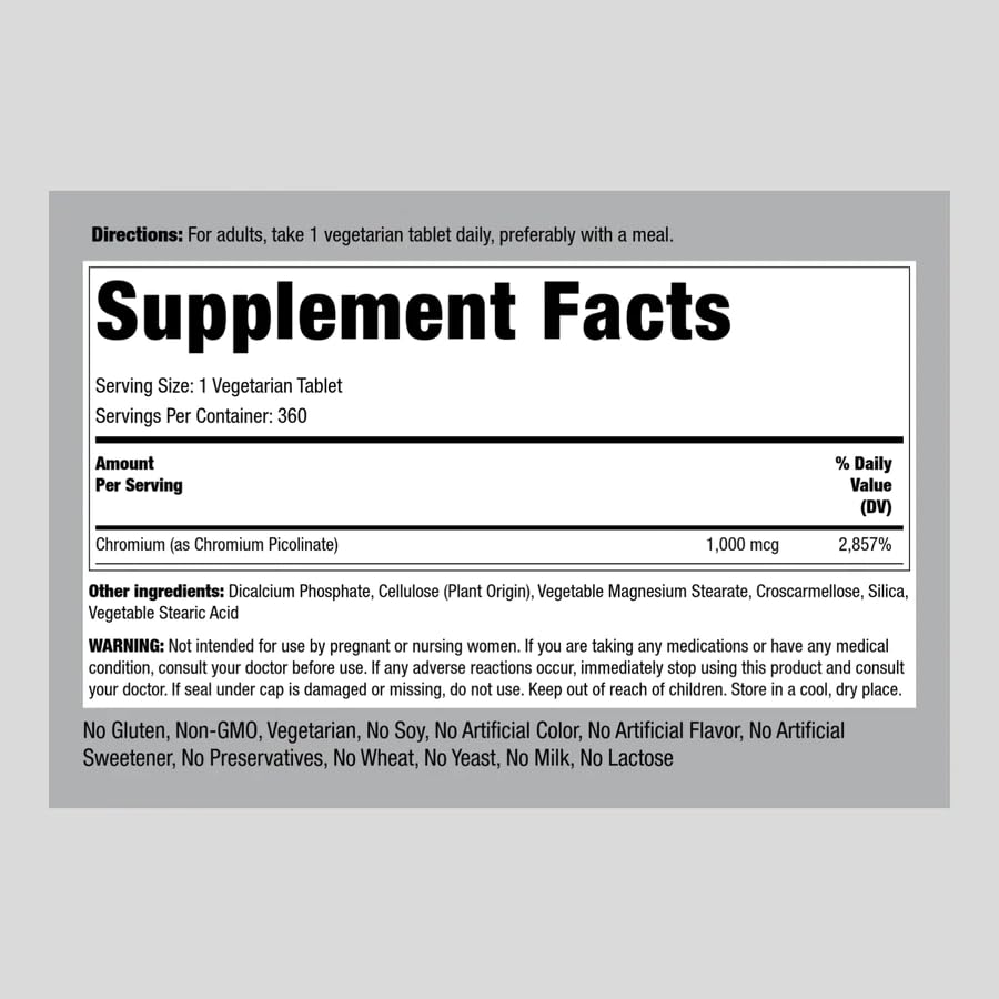 Chromium Picolinate 1000 mcg | 360 Tablets | Chromium Supplement | Vegetarian, Non-GMO Piping Rock buy supplements canada