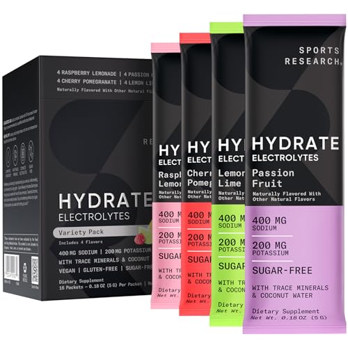 Sports Research Hydrate Electrolytes Powder Packets - Sugar-Free & Naturally Flavored Sports Research buy supplements canada